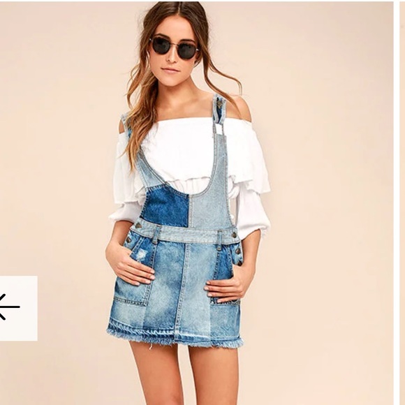 Free People Dresses & Skirts - Free People Patchwork Denim Pinafore Overall Dress. Size 6. MSRP $98.00